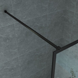 Paroi Douche Fixe Verre Clair Profil Noir 8mm 80Lx200H