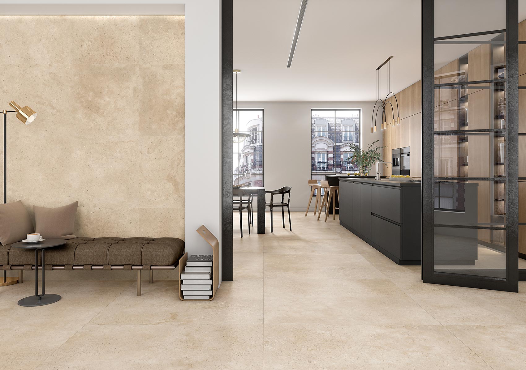 60x120 Portlandsteen mat (muur/vloer)