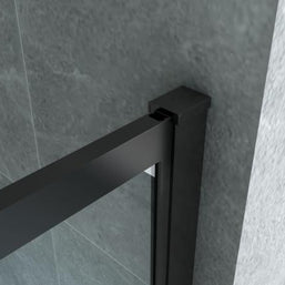 Paroi Douche Fixe Verre Clair Profil Noir Grille 8mm 80Lx200H