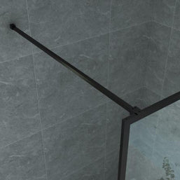 Paroi Douche Fixe Verre Clair Profil Noir Grille 8mm 80Lx200H