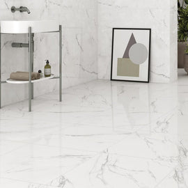 Ambiance NAVARTI – série Calacatta Blanco, mise en situation du coloris