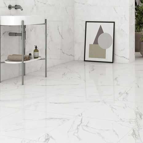 Ambiance NAVARTI – série Calacatta Blanco, mise en situation du coloris