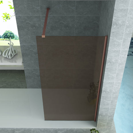 Paroi Douche Fixe Verre/Profil Champagne 8mm 80Lx200H