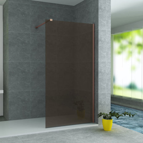 Paroi Douche Fixe Verre/Profil Champagne 8mm 80Lx200H