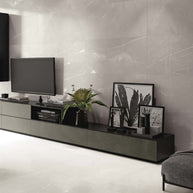 Ambiance FANAL : Pulpis Grey Nanosoft au mur, associé à Pulpis White au sol