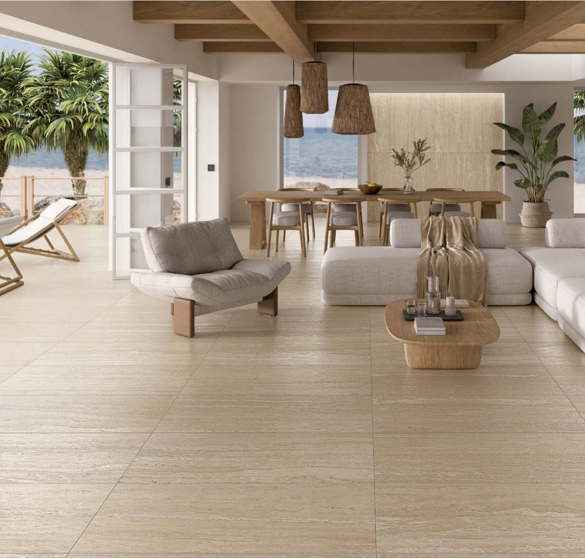 Ambiance FANAL : Travertino Beige 3Dsoft et antidérapant