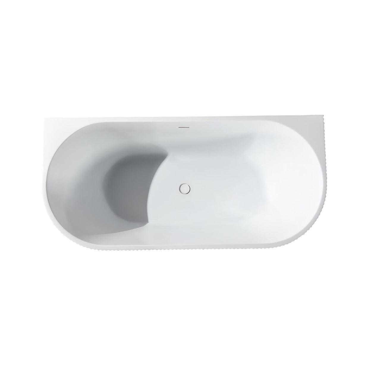 Baignoire Semi-îlot MUFLY 170x80x58cm BLANC Matt Acrylique RAYURE VERTICALE