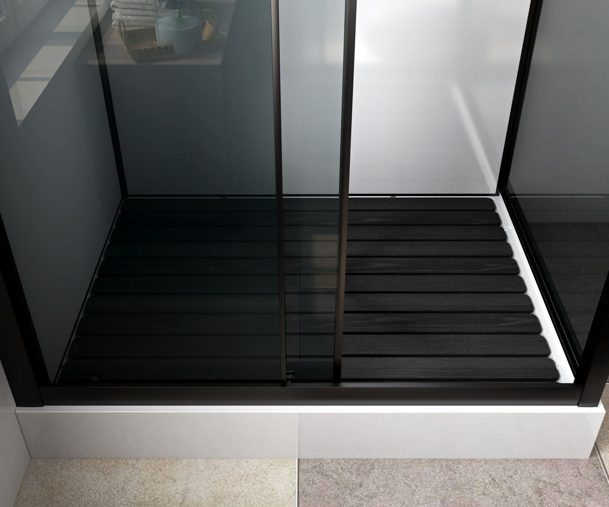 Cabine De Douche MARANI  90x120x225 KIT Porte De Douche Coulissante Verre Fume Profile Noir 8mm