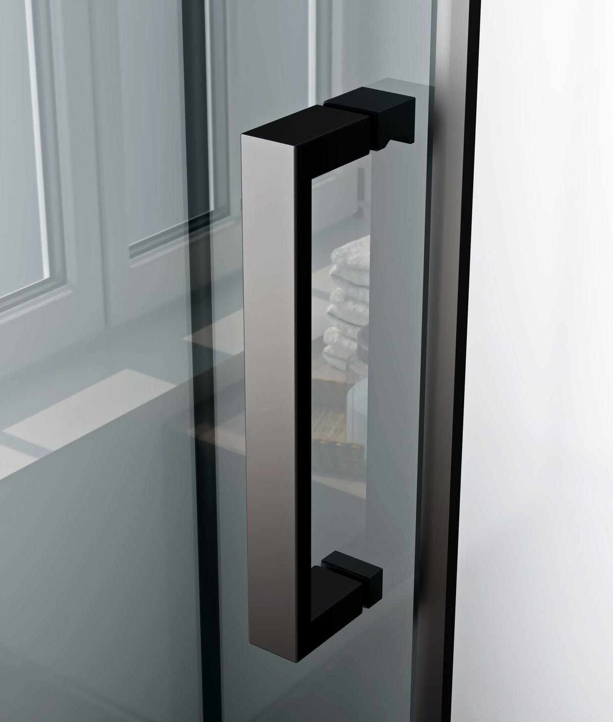 Cabine De Douche RIMO 90x90x215 KIT Porte De Douche Coulissante Verre Clair Profile Noir 8mm
