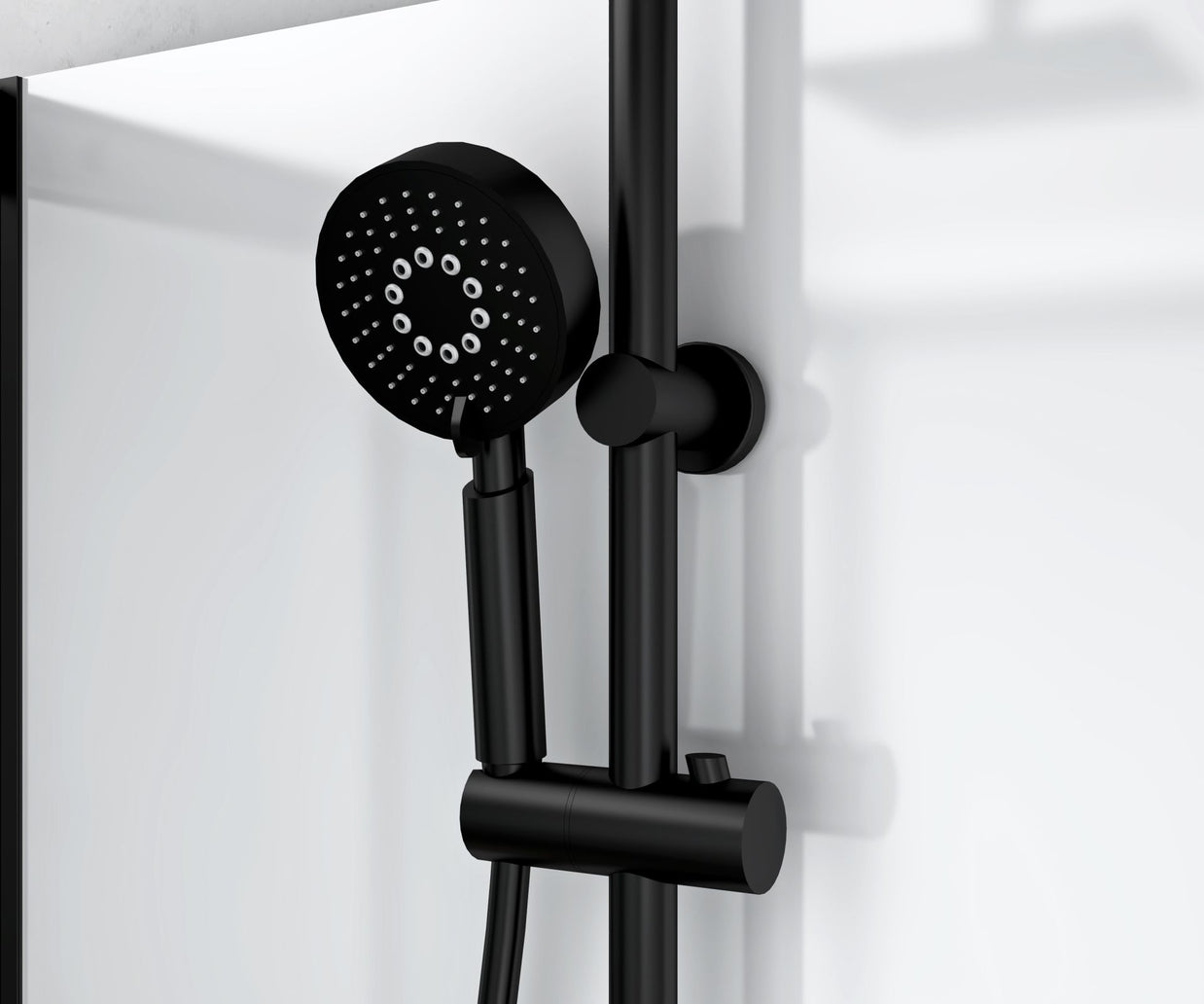 Cabine De Douche RIMO 90x90x215 KIT Porte De Douche Coulissante Verre Clair Profile Noir 8mm