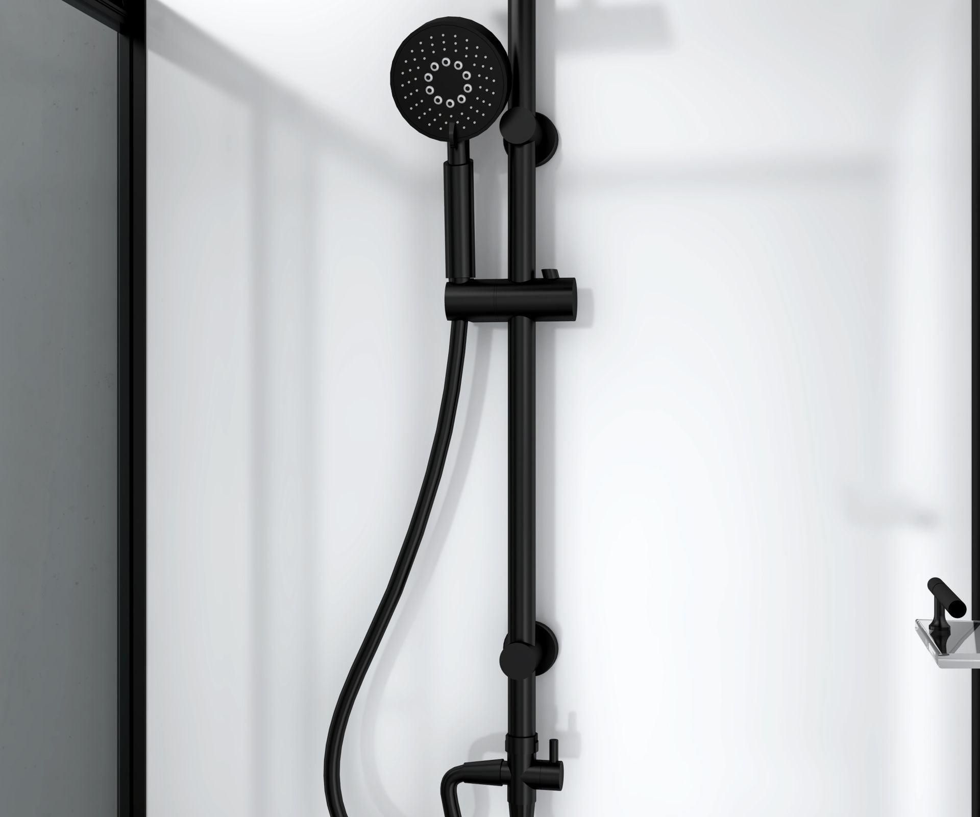 Cabine De Douche MARANI  90x120x225 KIT Porte De Douche Coulissante Verre Fume Profile Noir 8mm