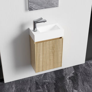 Meuble de Toilette ALONI MIKARO Chene Clair 40X50X22CM = Pack Complet - Akdeniz Deco