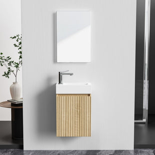 Meuble de Toilette ALONI MIKARO Chene Clair 40X50X22CM = Pack Complet - Akdeniz Deco