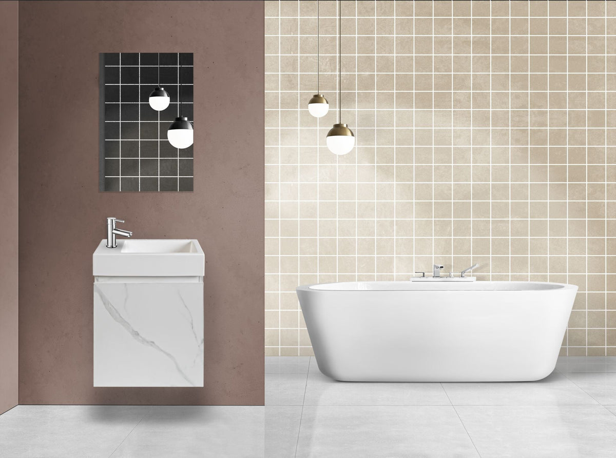 Meuble de Toilette ALONI MKADO Droite Marbre Blanc 40X50X22,3 CM = Pack Complet - Akdeniz Deco
