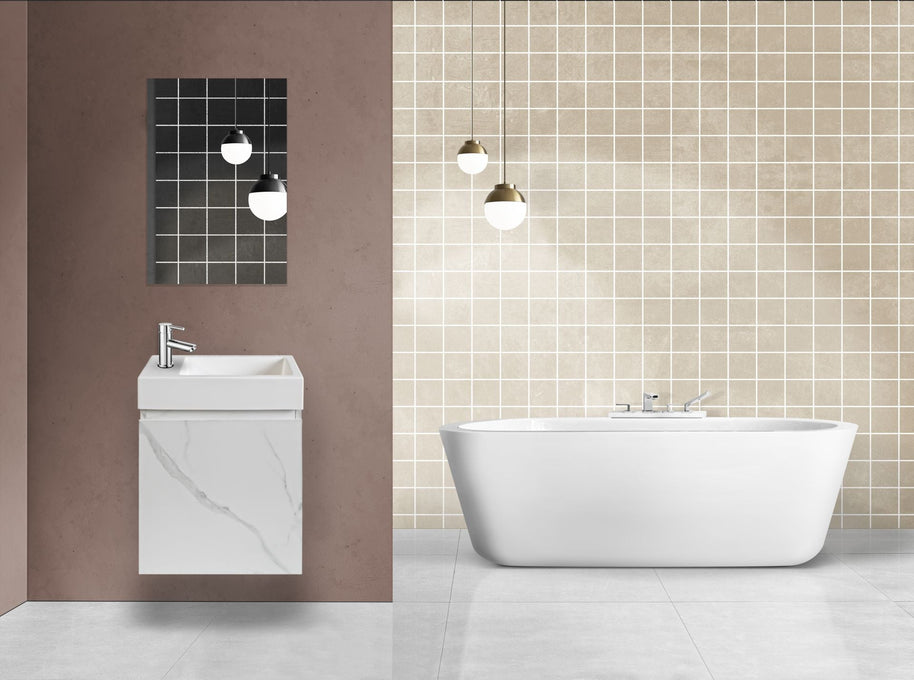 Meuble de Toilette ALONI MKADO Droite Marbre Blanc 40X50X22,3 CM = Pack Complet - Akdeniz Deco
