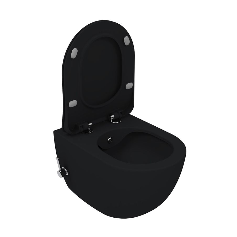Wc Suspendu Creavit Free avec Robinet Chaud/Froid Intégré Noir Charbon Mat (hygiénique) + Abattant = PACK - Akdeniz Deco