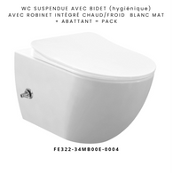 Wc Suspendu Creavit Free avec Robinet Chaud/Froid Intégré BLANC MAT(hygiénique) + Abattant = PACK